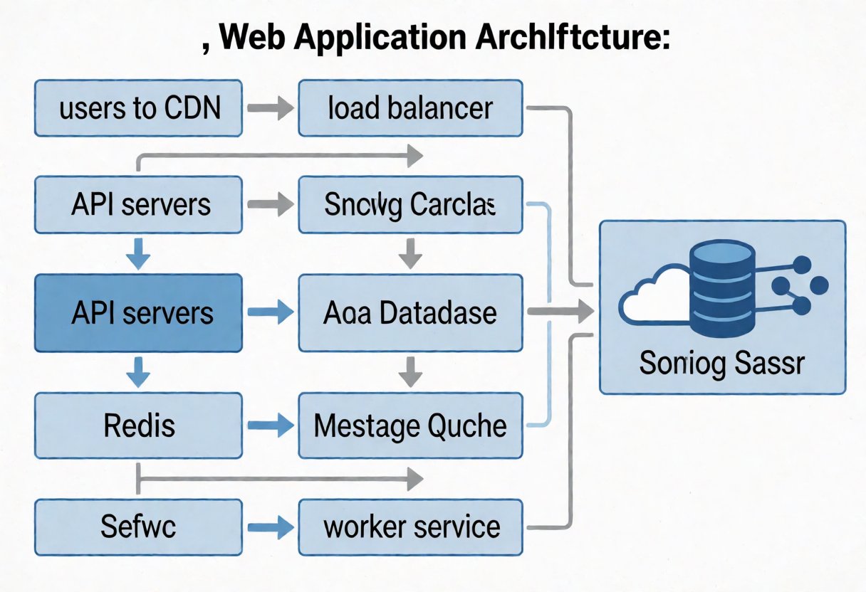 A flat software architecture diagram with labelled boxes and arrows, some labels garbled