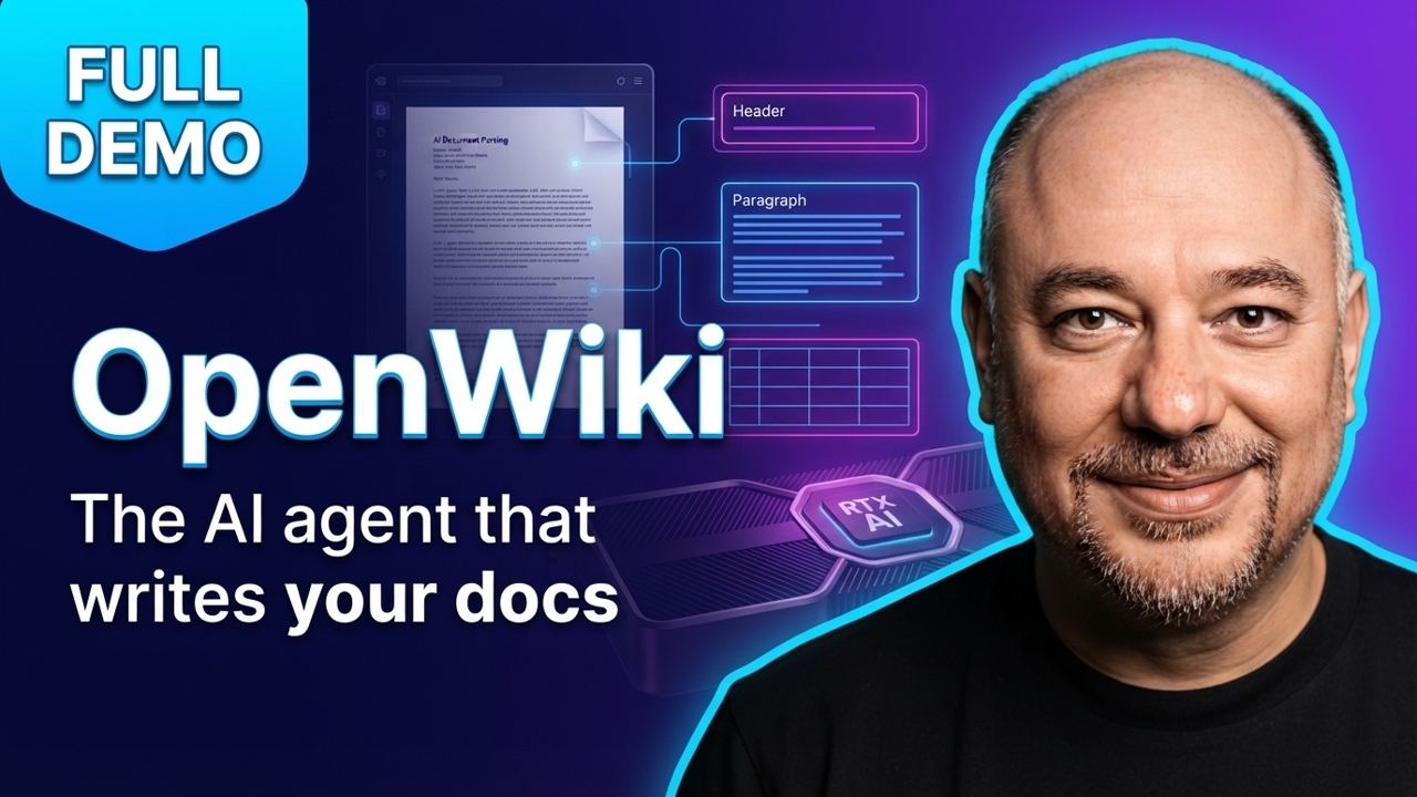 YouTube thumbnail: OpenWiki, the AI agent that writes your docs — full demo
