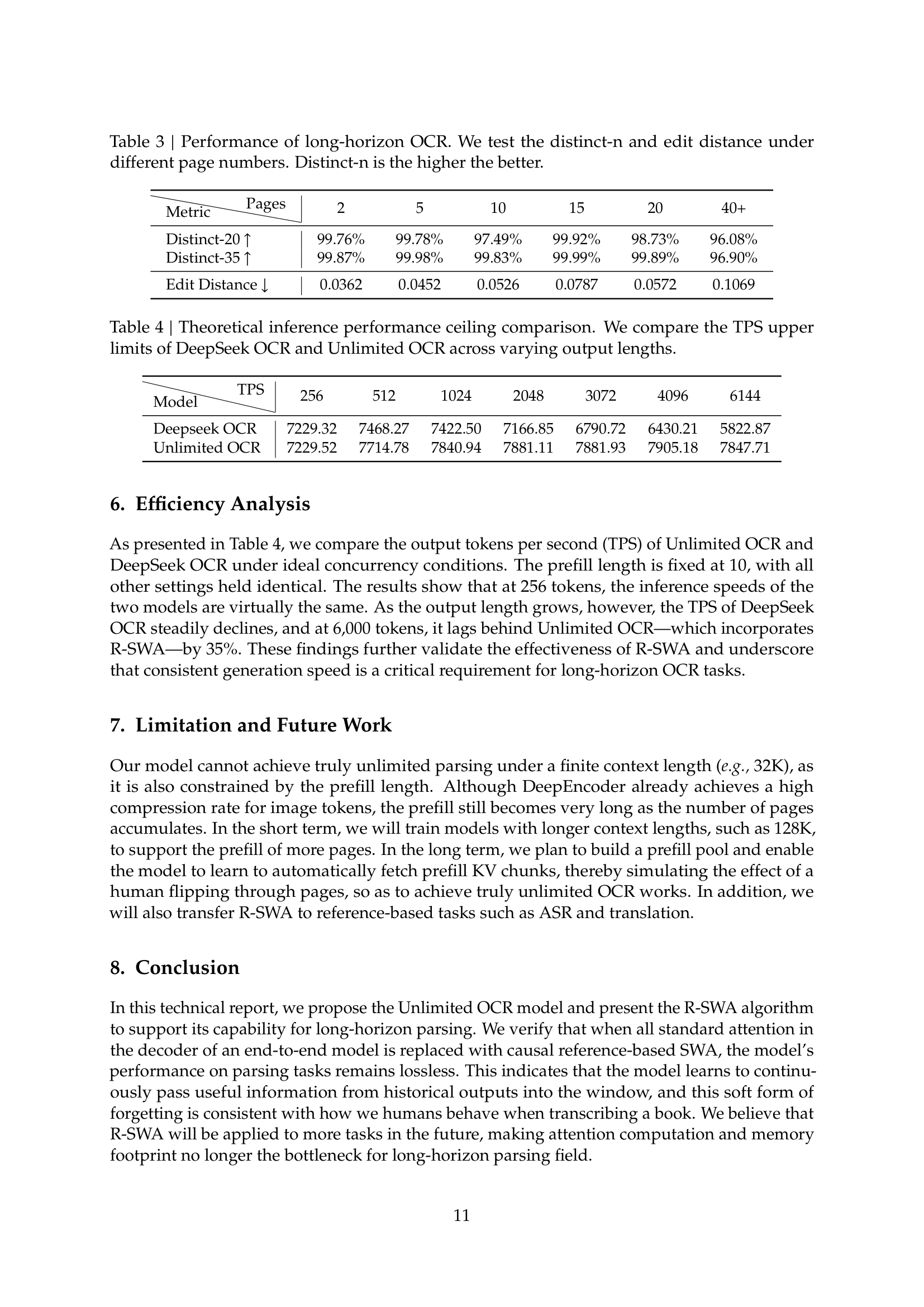 The source English page 11 with two data tables and three prose sections