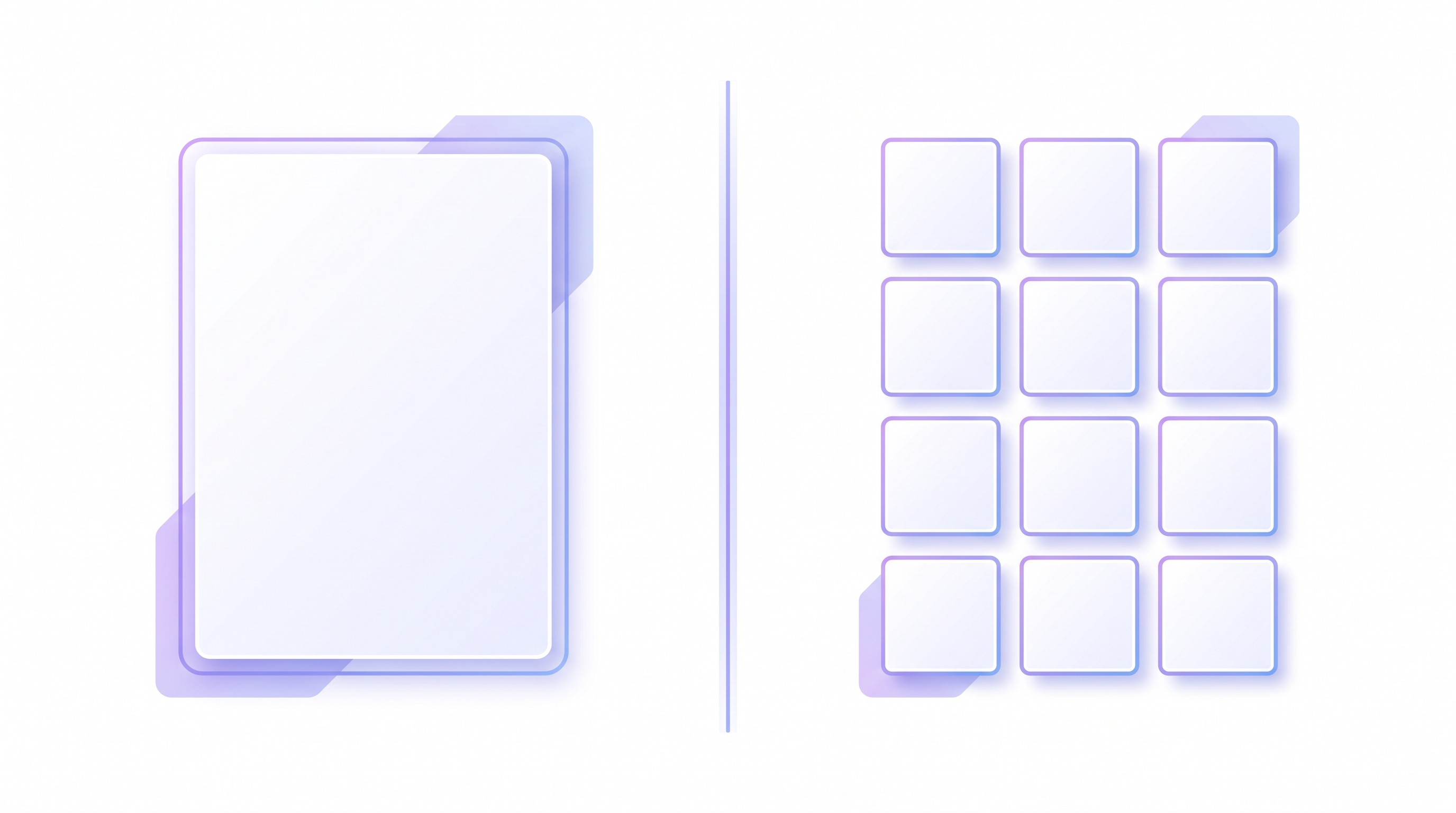 A whole page on the left versus the same page split into a grid of small tiles on the right